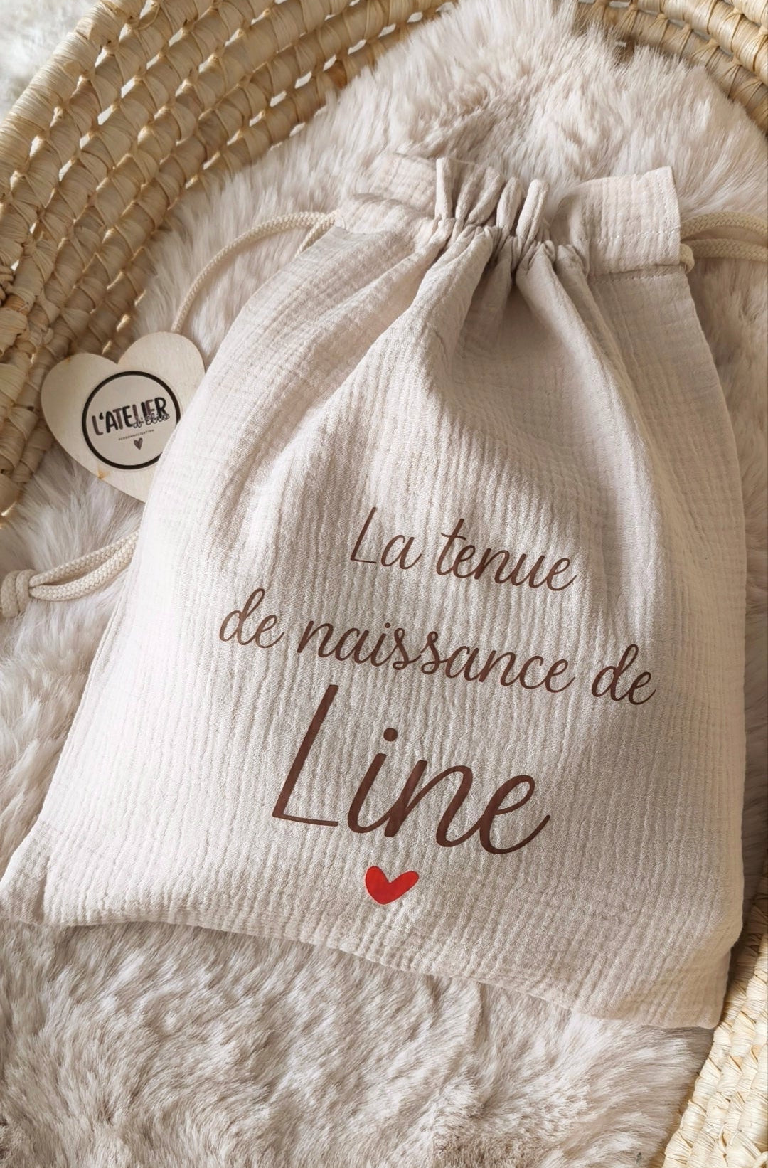 Sac personnalisé en gaze de coton | Sac naissance