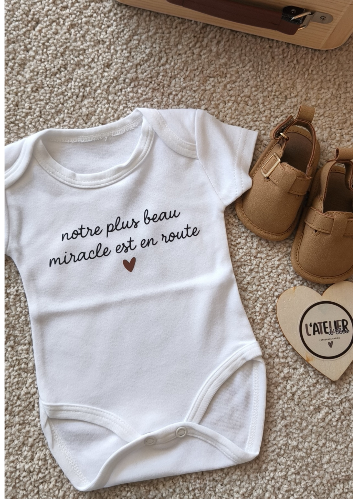 Body notre plus beau miracle est en route - Taille 1 Mois manche courte