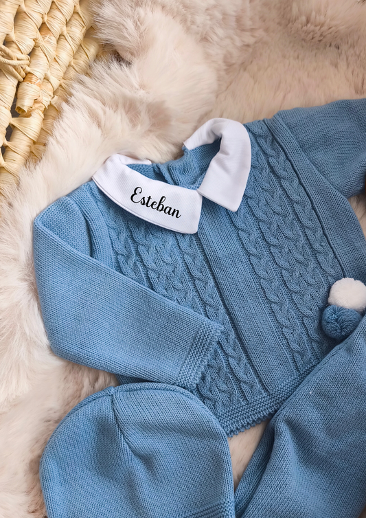 TENUE DE NAISSANCE 0/3 MOIS - Bleu pompom