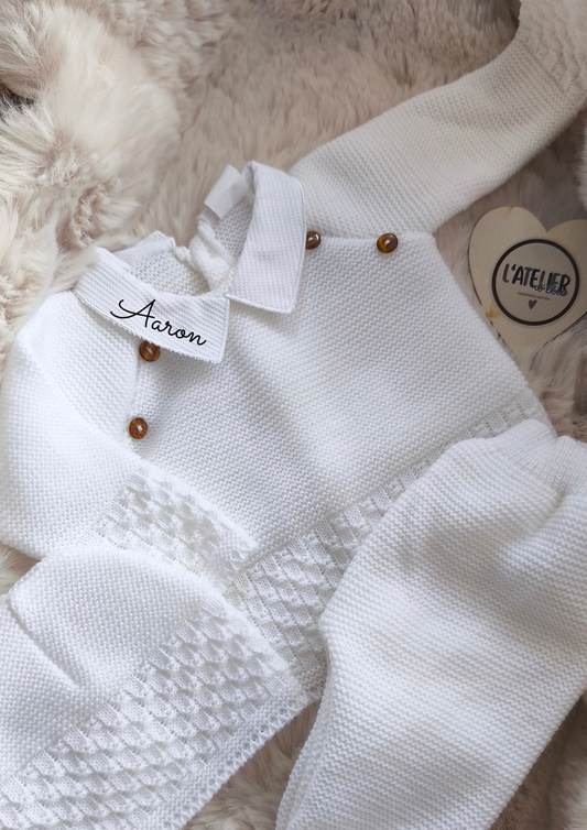 TENUE DE NAISSANCE 0/3 MOIS - Blanc avec boutons