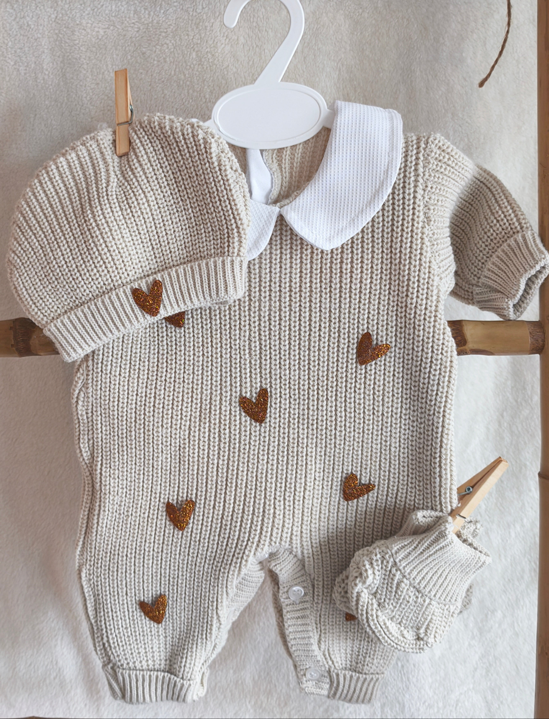 Ensemble maille Coeur Col - Personnalisable