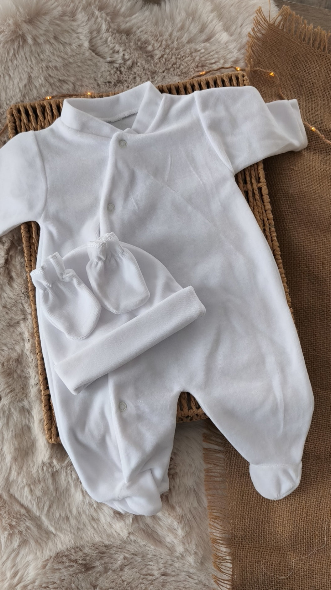 Pyjama en velours naissance - Petit cœur