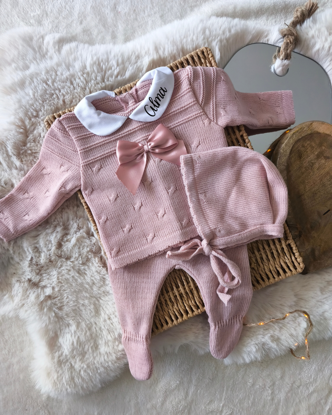 TENUE DE NAISSANCE 0/3 MOIS - Nœud Rose