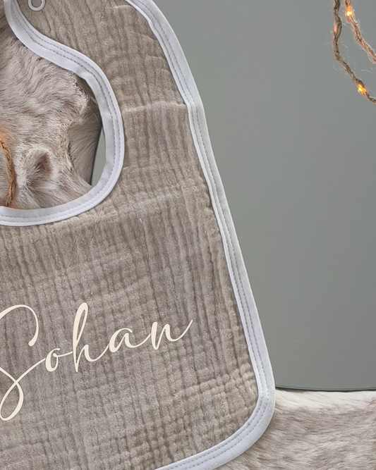 Bavoir en Gaze de Coton - Beige