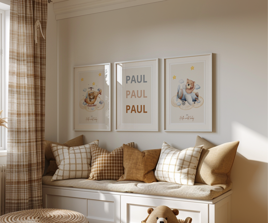 Affiche Ourson Aviateur - Lot de 3