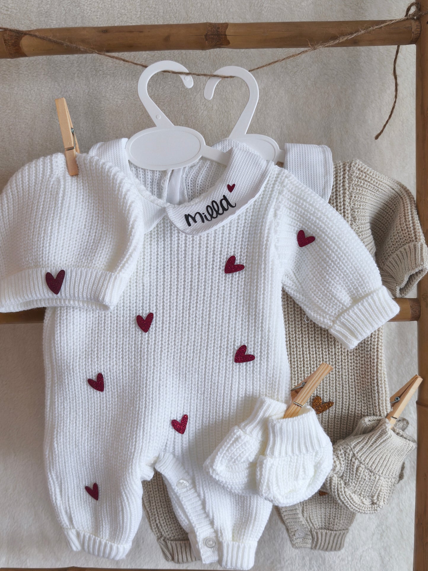 Ensemble maille Coeur Col - Personnalisable