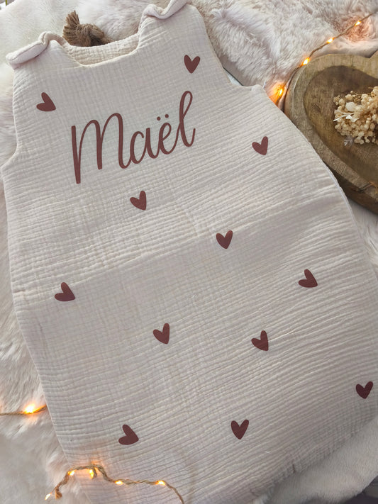 GIGOTEUSE - Gaze de Coton Beige - CĆurs