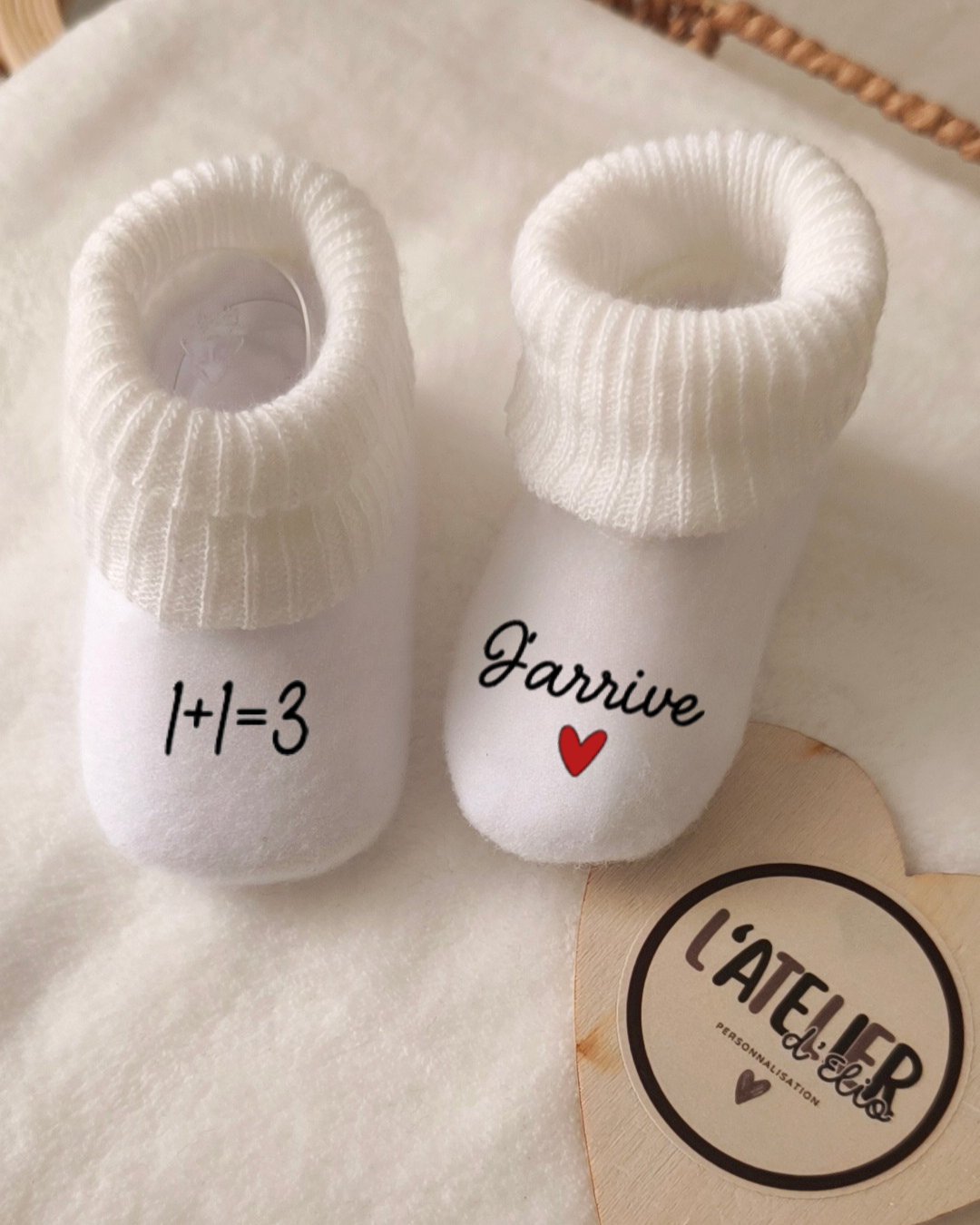 CHAUSSETTE ANNONCE GROSSESSE | 1+1 =3 J'arrive !