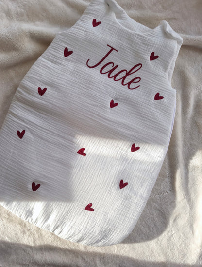 GIGOTEUSE - Gaze de Coton Blanche - Cœurs