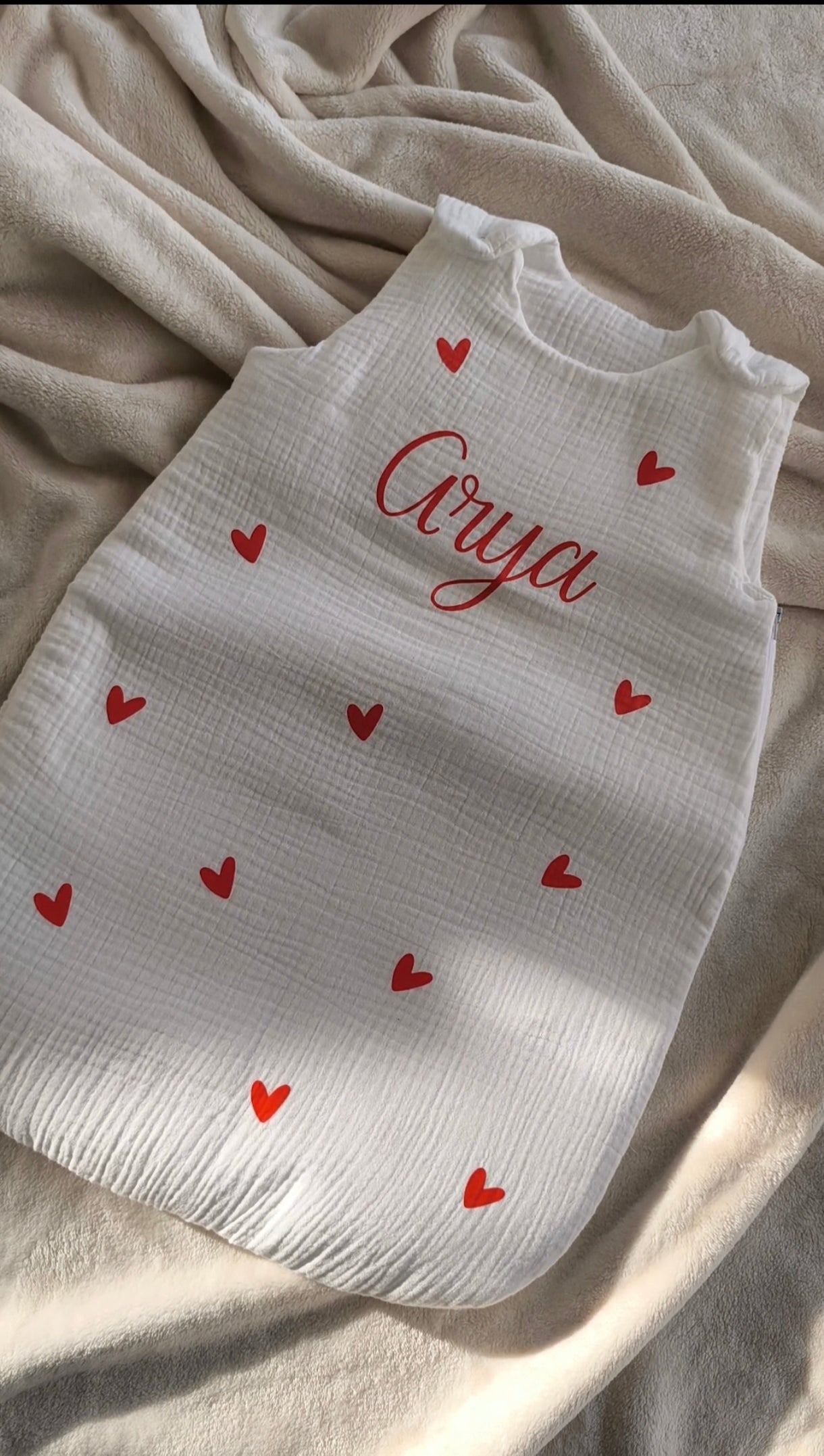 GIGOTEUSE - Gaze de Coton Blanche - Cœurs