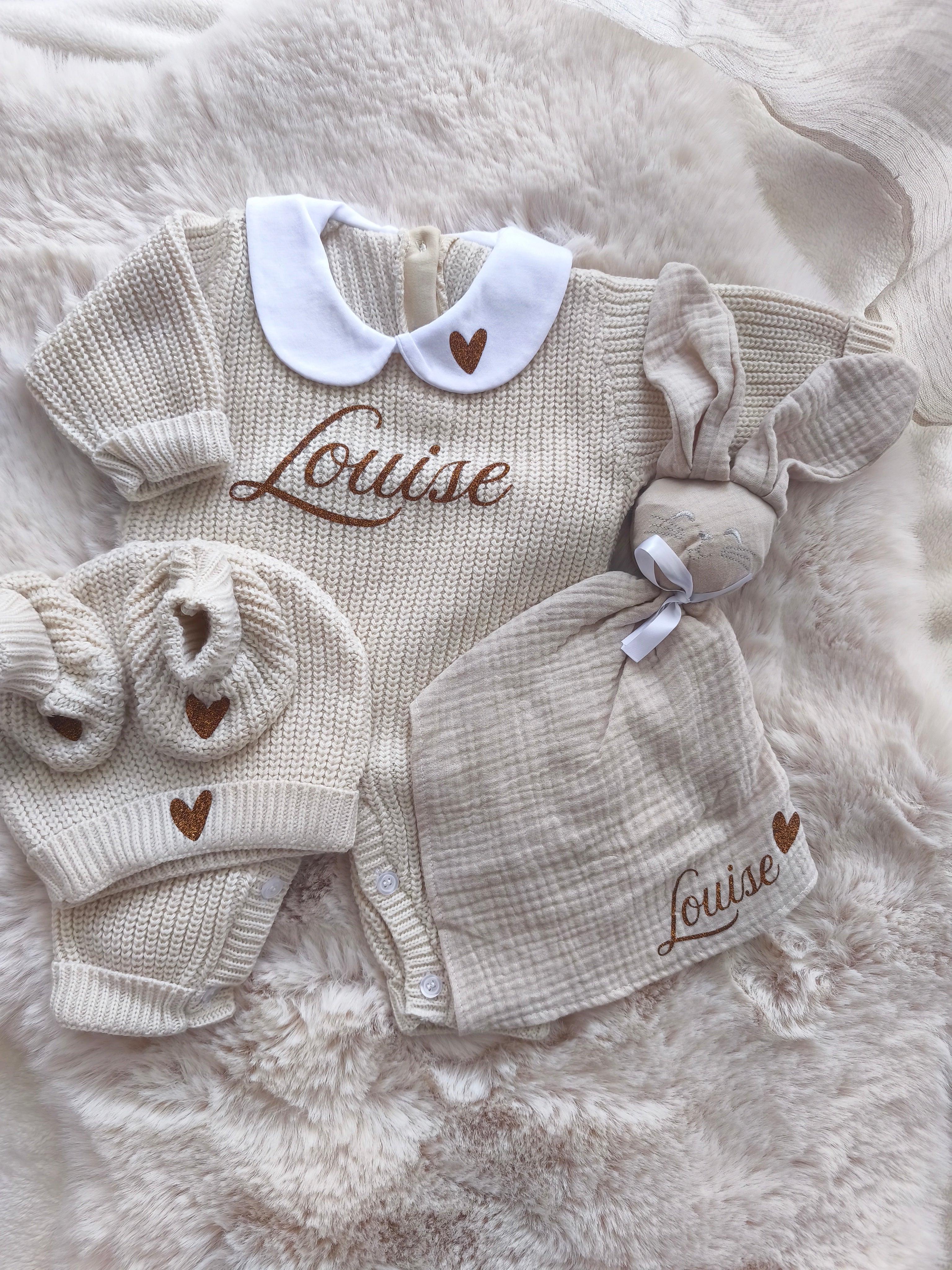 Duo Naissance Bébé – Ensemble Maille & Doudou