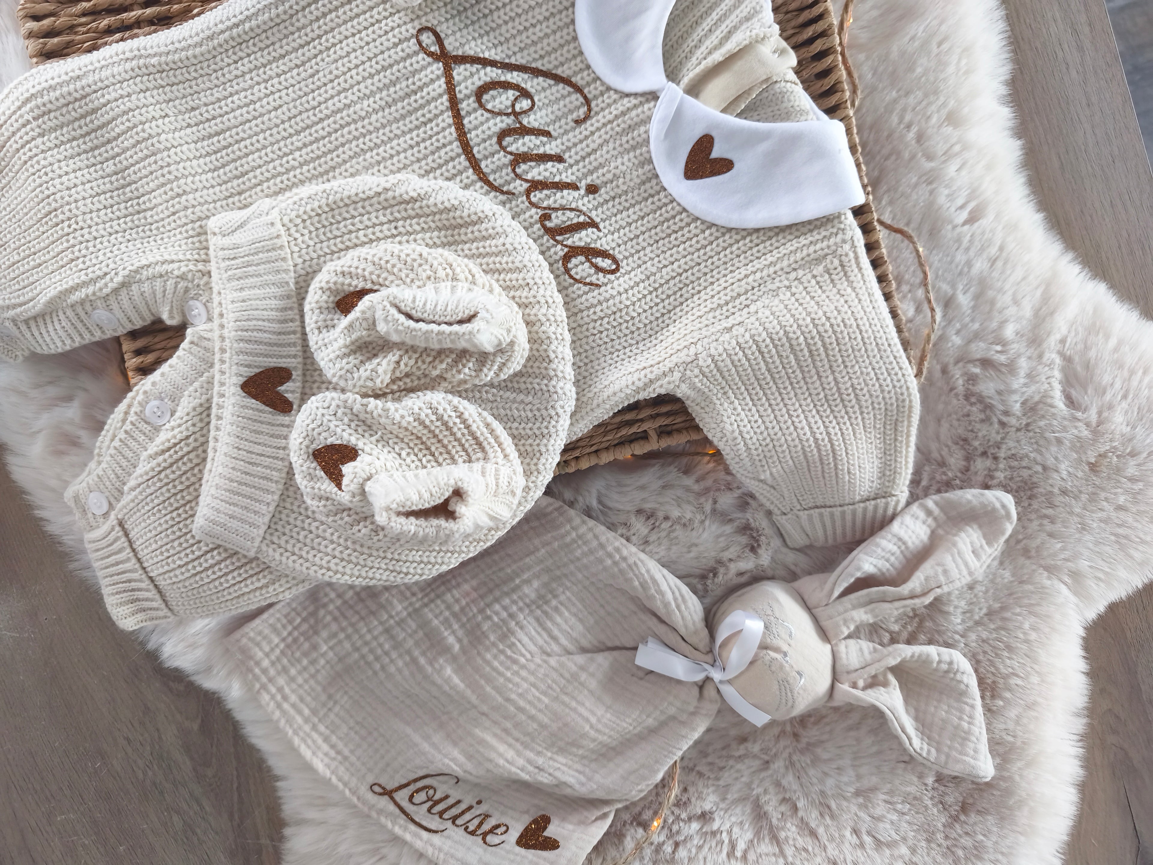 Duo Naissance Bébé – Ensemble Maille & Doudou