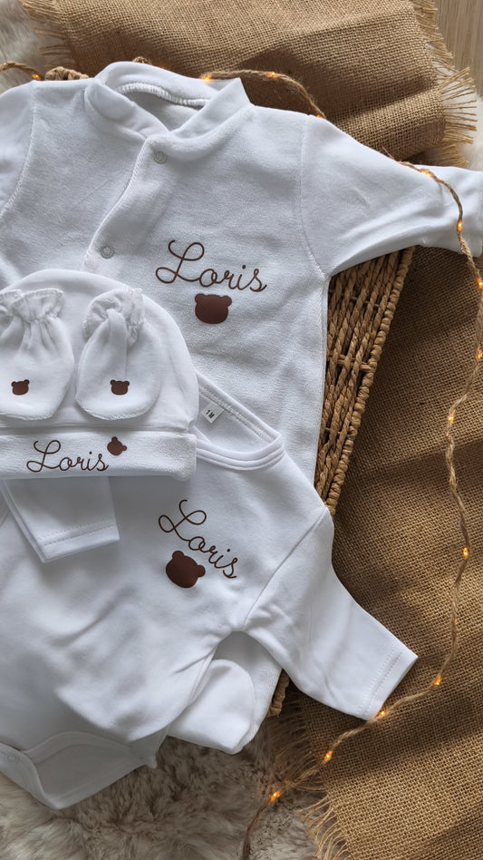 Ensemble en velours naissance - 4 Pièces