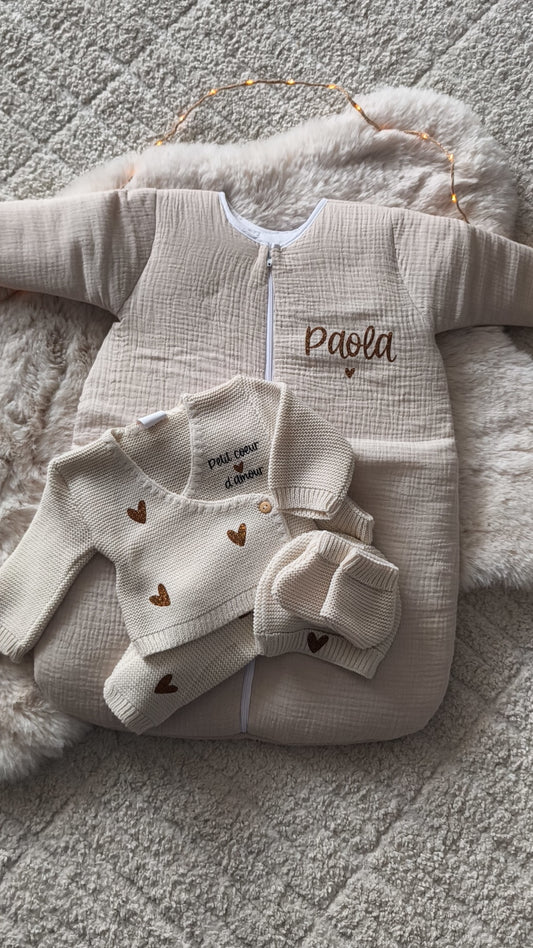 GIGOTEUSE - Gaze de coton Beige - Manches longues
