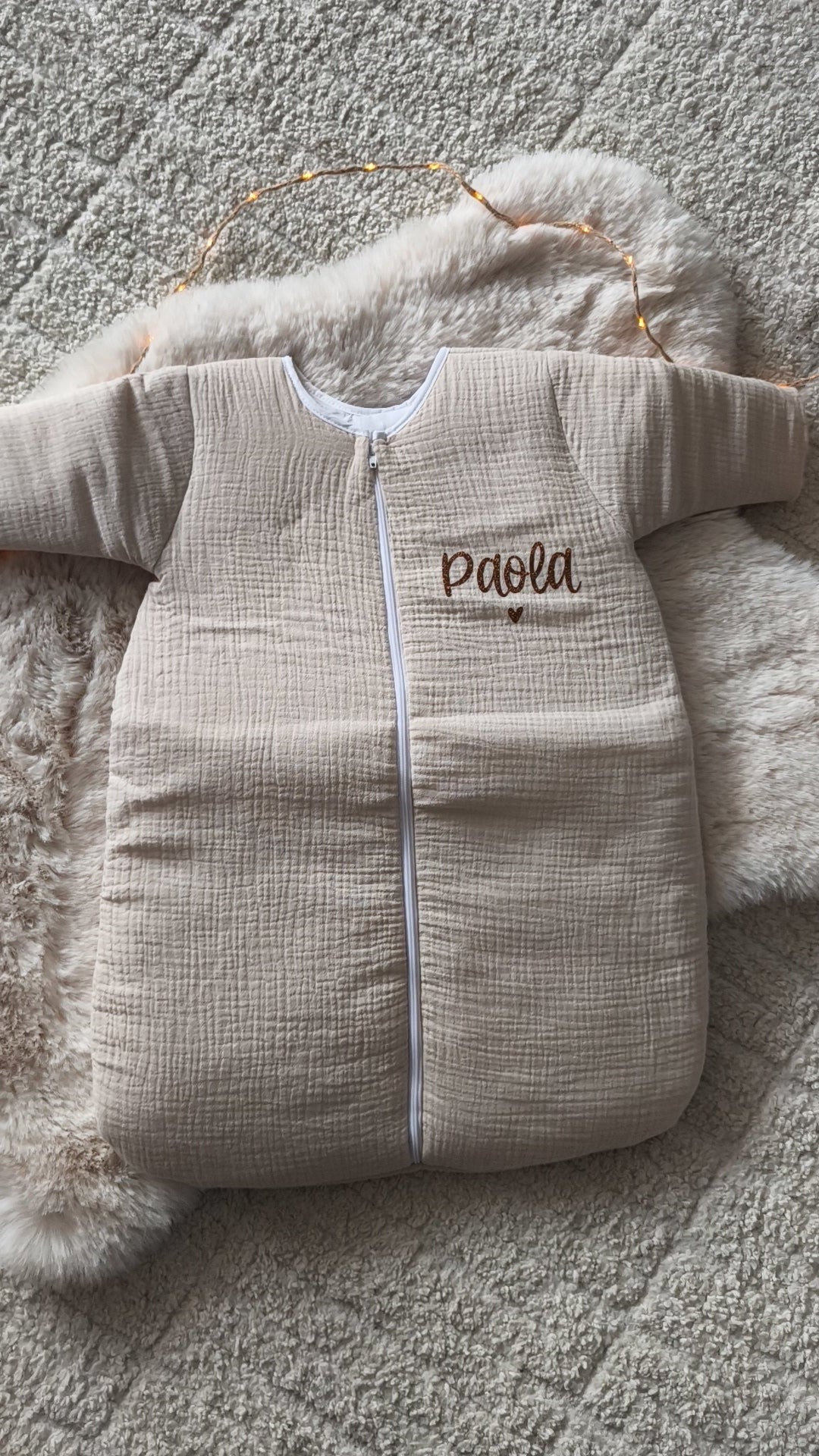 GIGOTEUSE - Gaze de coton Beige - Manches longues