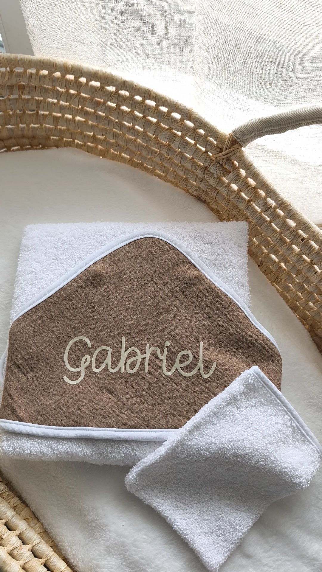 Cape de bain et gant en Gaze de Coton - Brune