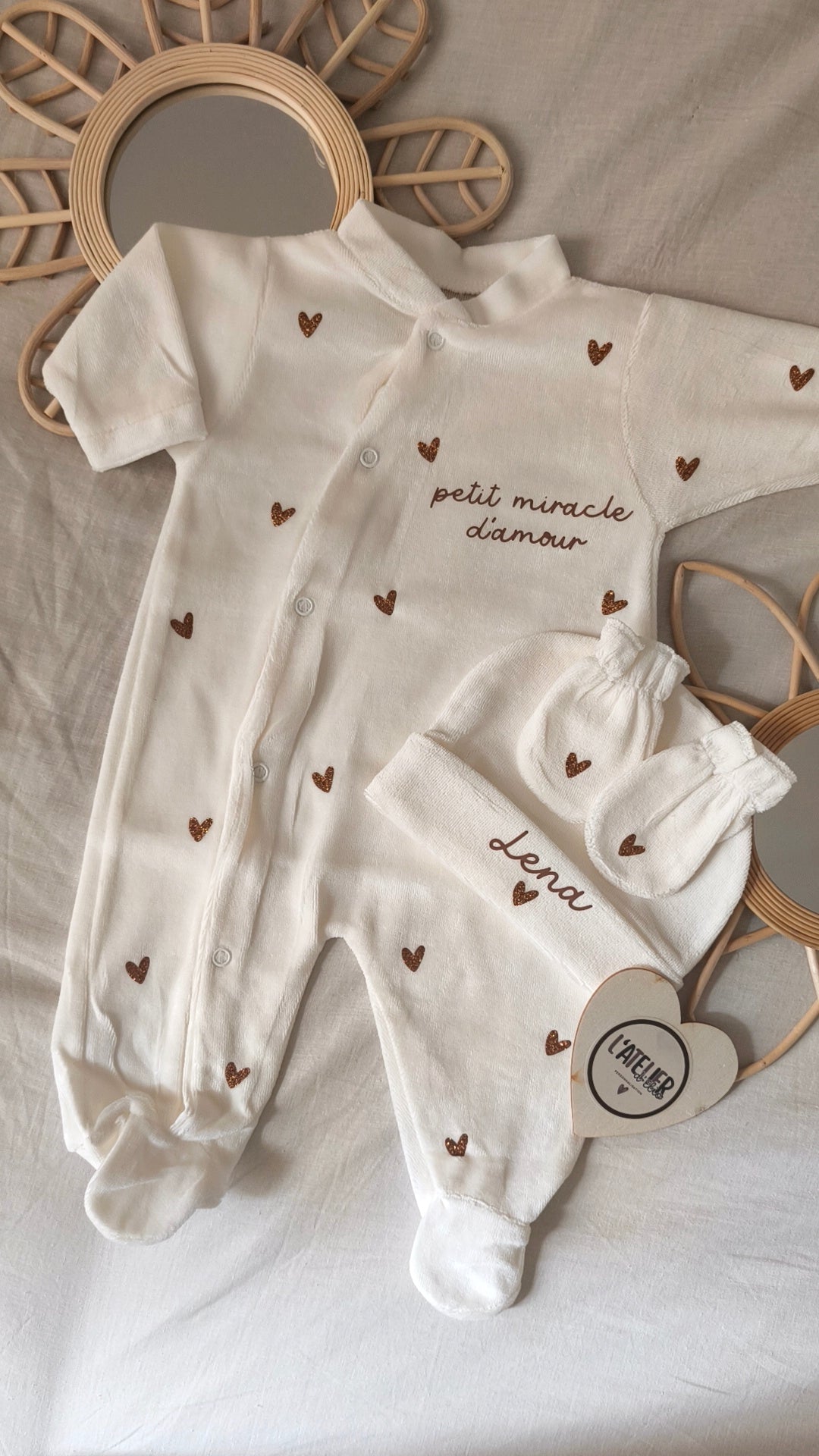 Pyjama naissance en velours - Petit miracle d'amour