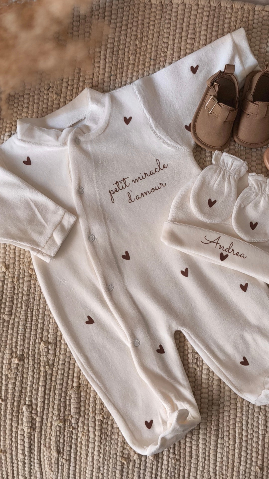 Pyjama naissance en velours - Petit miracle d'amour