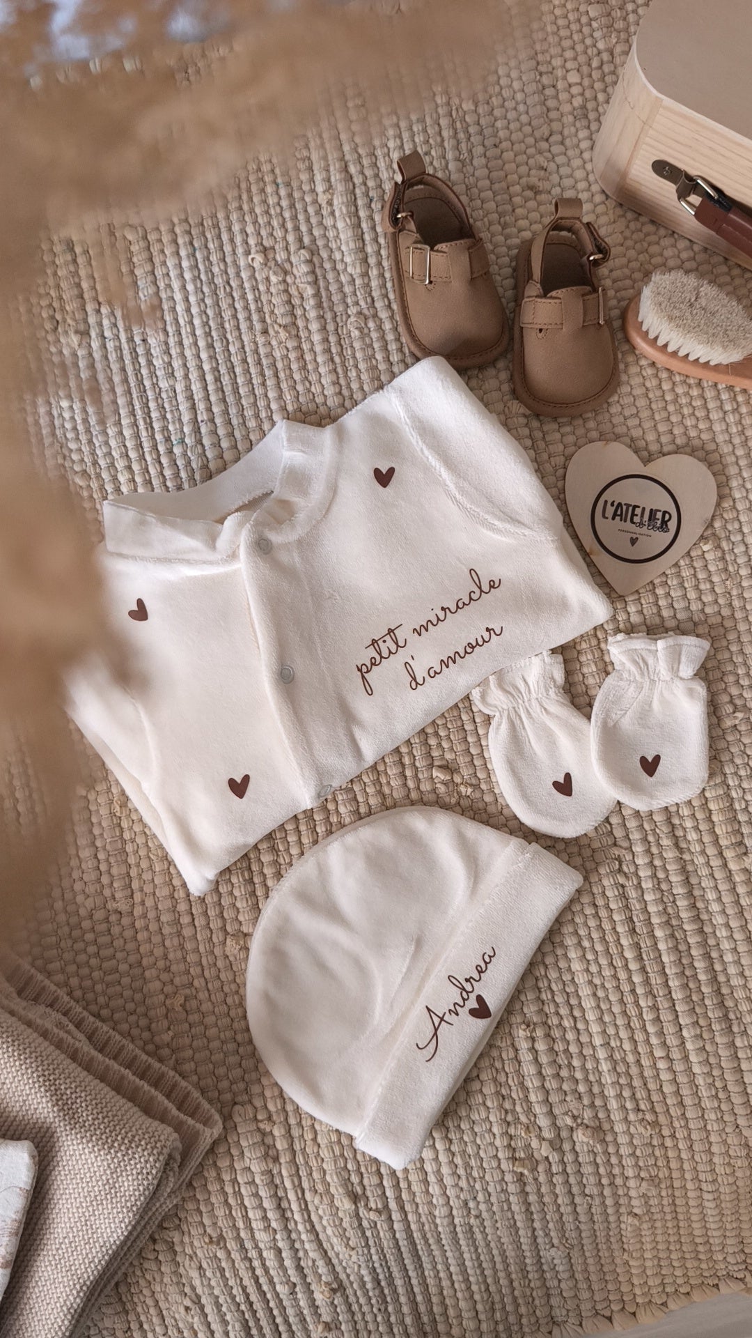 Pyjama naissance en velours - Petit miracle d'amour