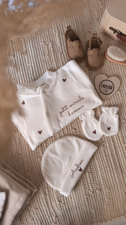 Pyjama naissance en velours - Petit miracle d'amour