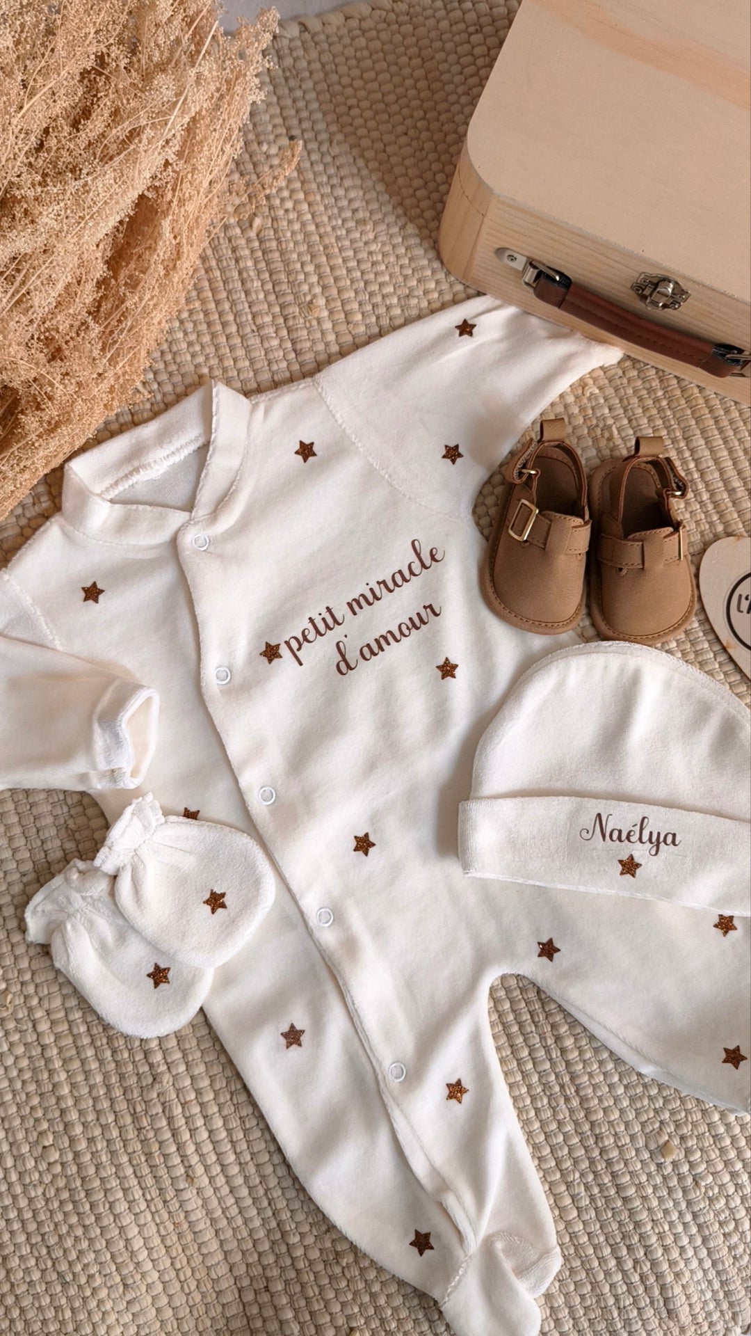 Pyjama naissance en velours - Petit miracle d'amour
