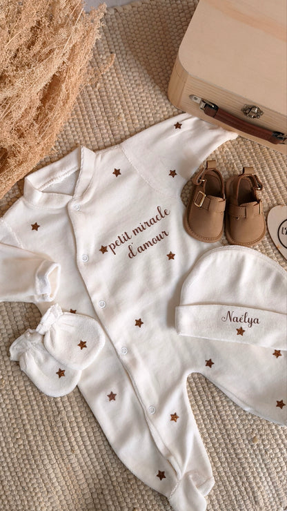 Pyjama naissance en velours - Petit miracle d'amour