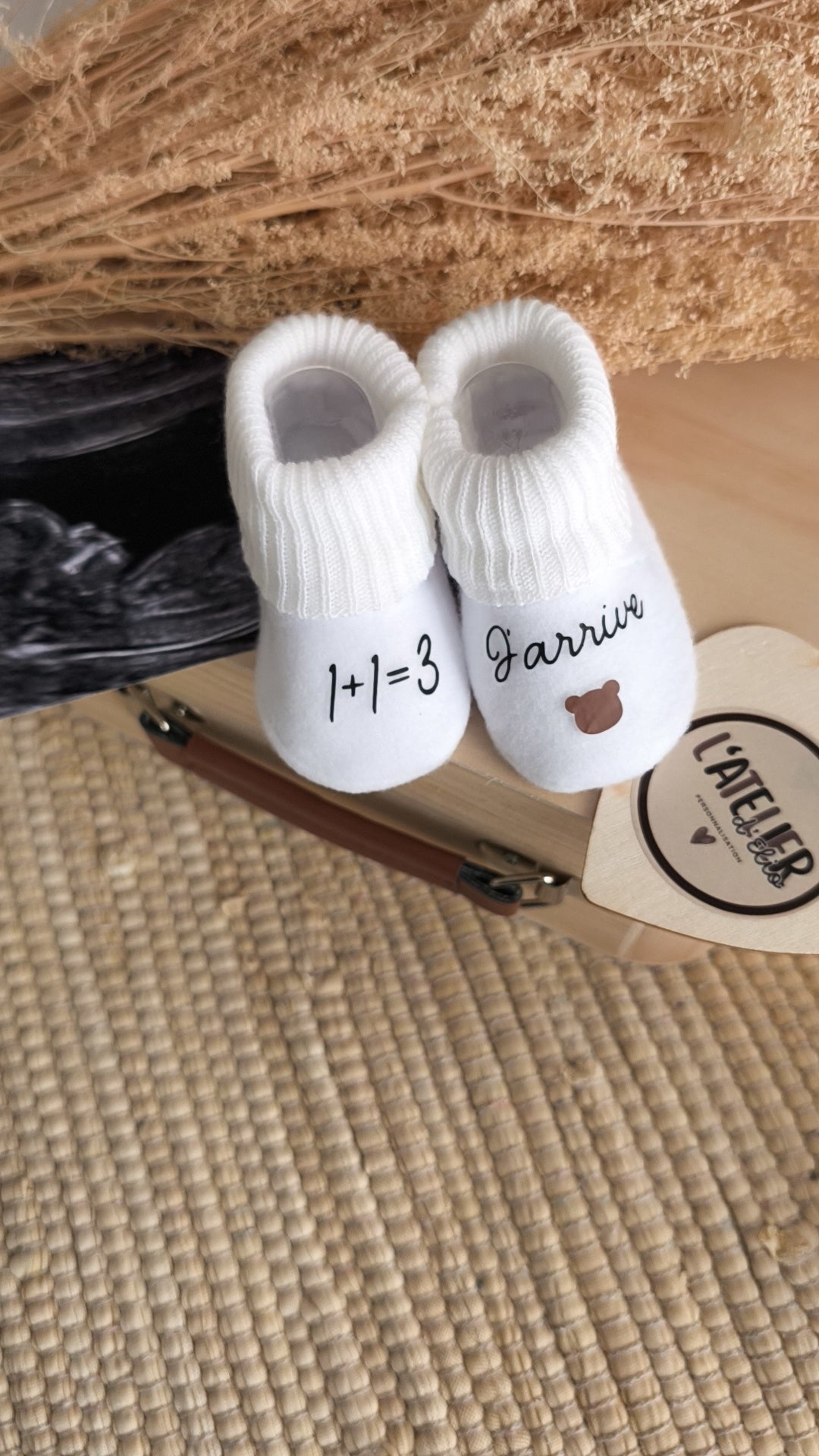 CHAUSSETTE ANNONCE GROSSESSE | 1+1 =3 J'arrive !