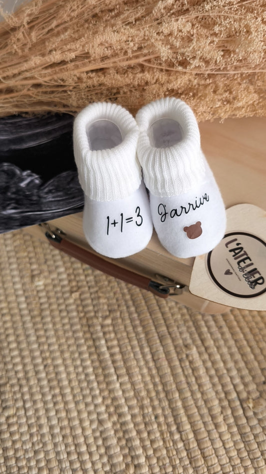 CHAUSSETTE ANNONCE GROSSESSE | 1+1 =3 J'arrive !