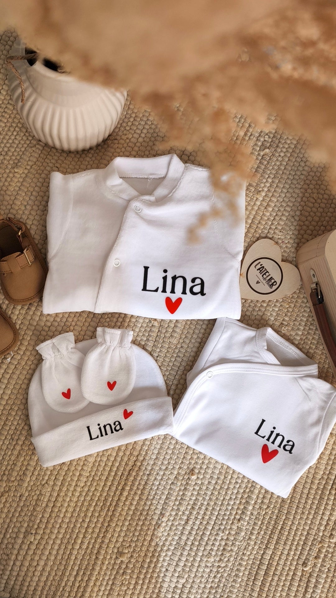 Ensemble en velours naissance - 4 Pièces
