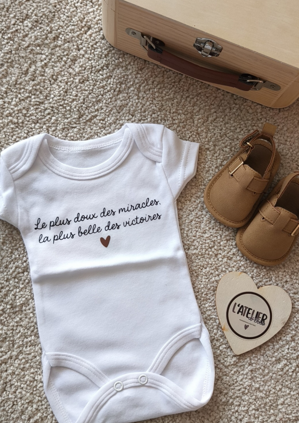 Body Le plus doux des miracles... - Taille 1 Mois manche courte
