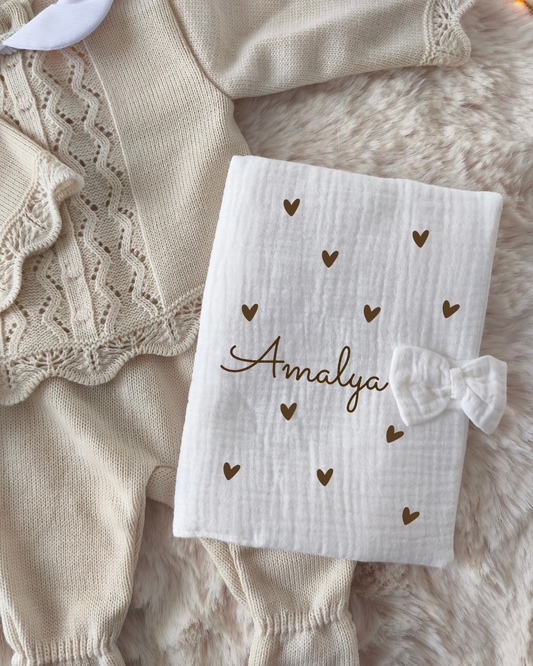 Carnet de santé Blanc noeud - Petit coeur