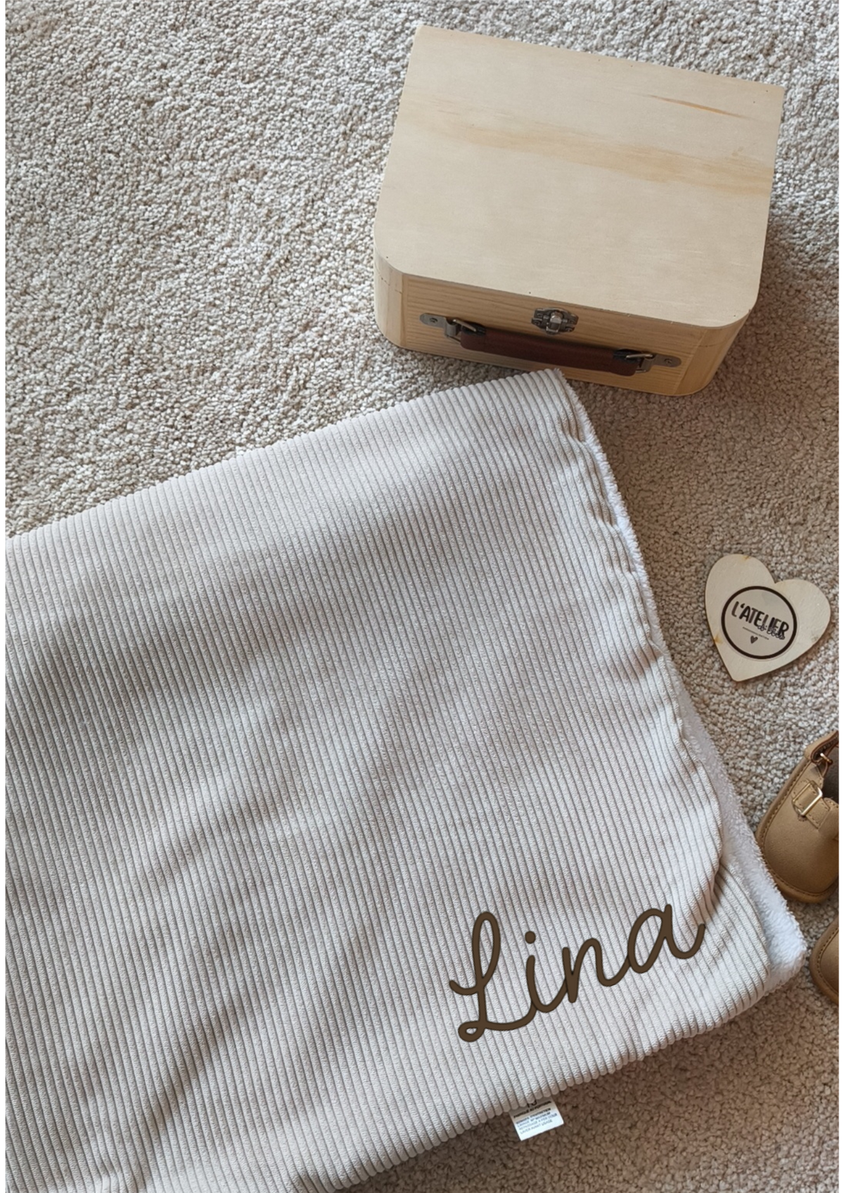 Couverture polaire cotelé - Beige