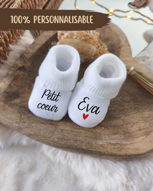 Chaussette - Petit cœur + Prénom