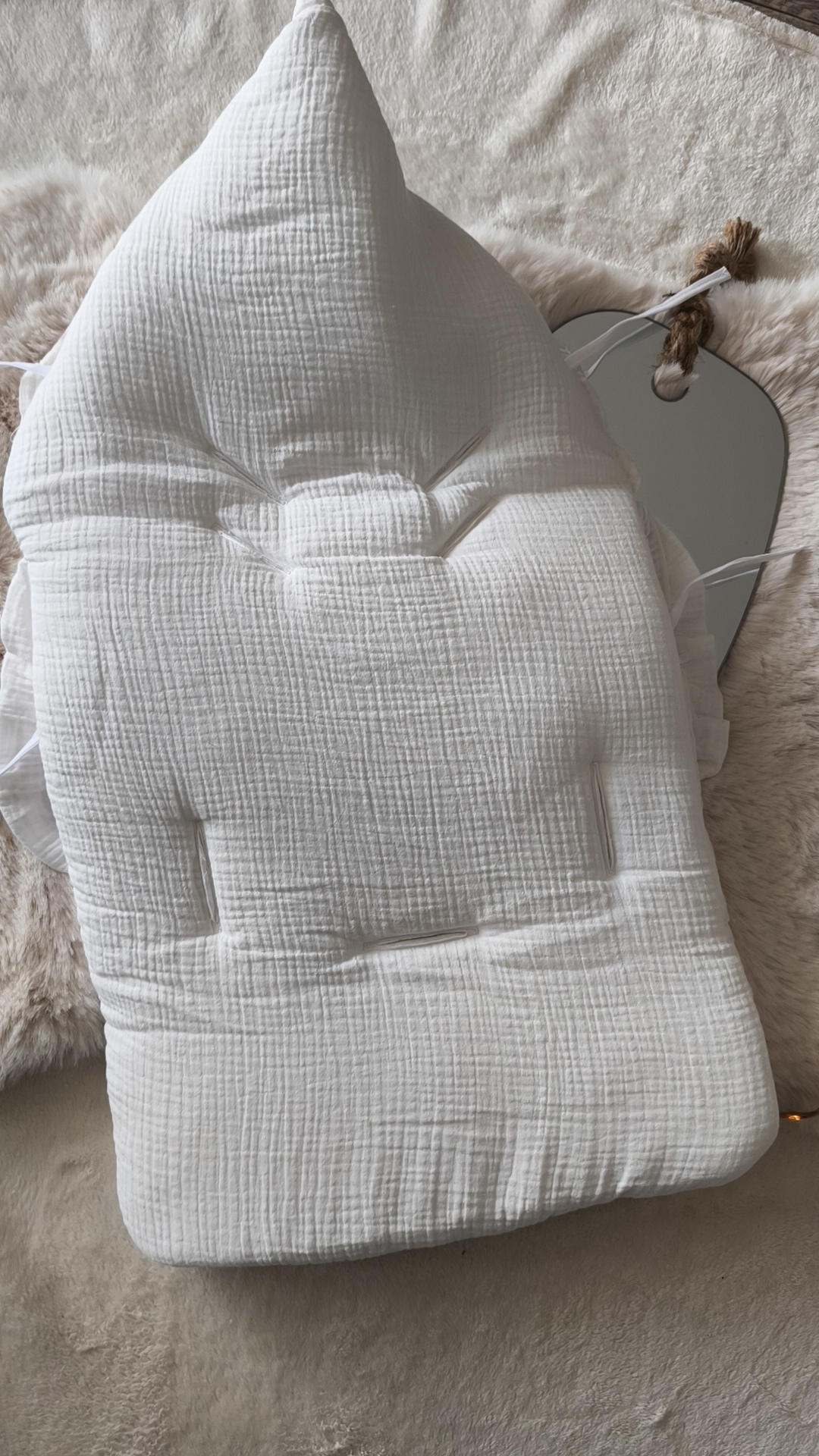 Nid d'ange Blanc & cœur - Gaze de coton