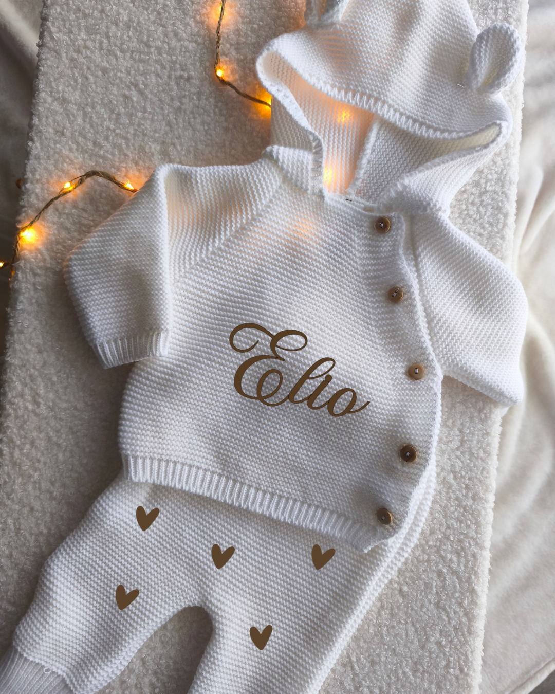 Ensemble capuche ourson - Petit cœur