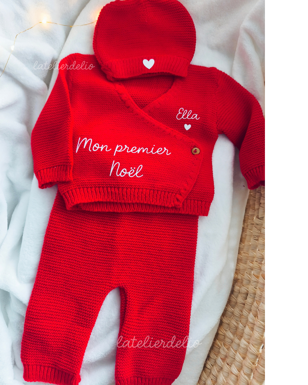 Tenue de Noël  - Maille rouge cache coeur