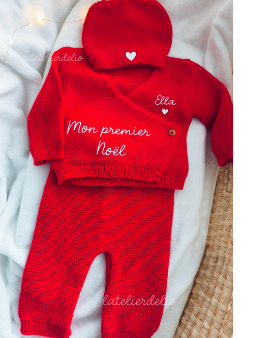 Tenue de Noël  - Maille rouge cache coeur