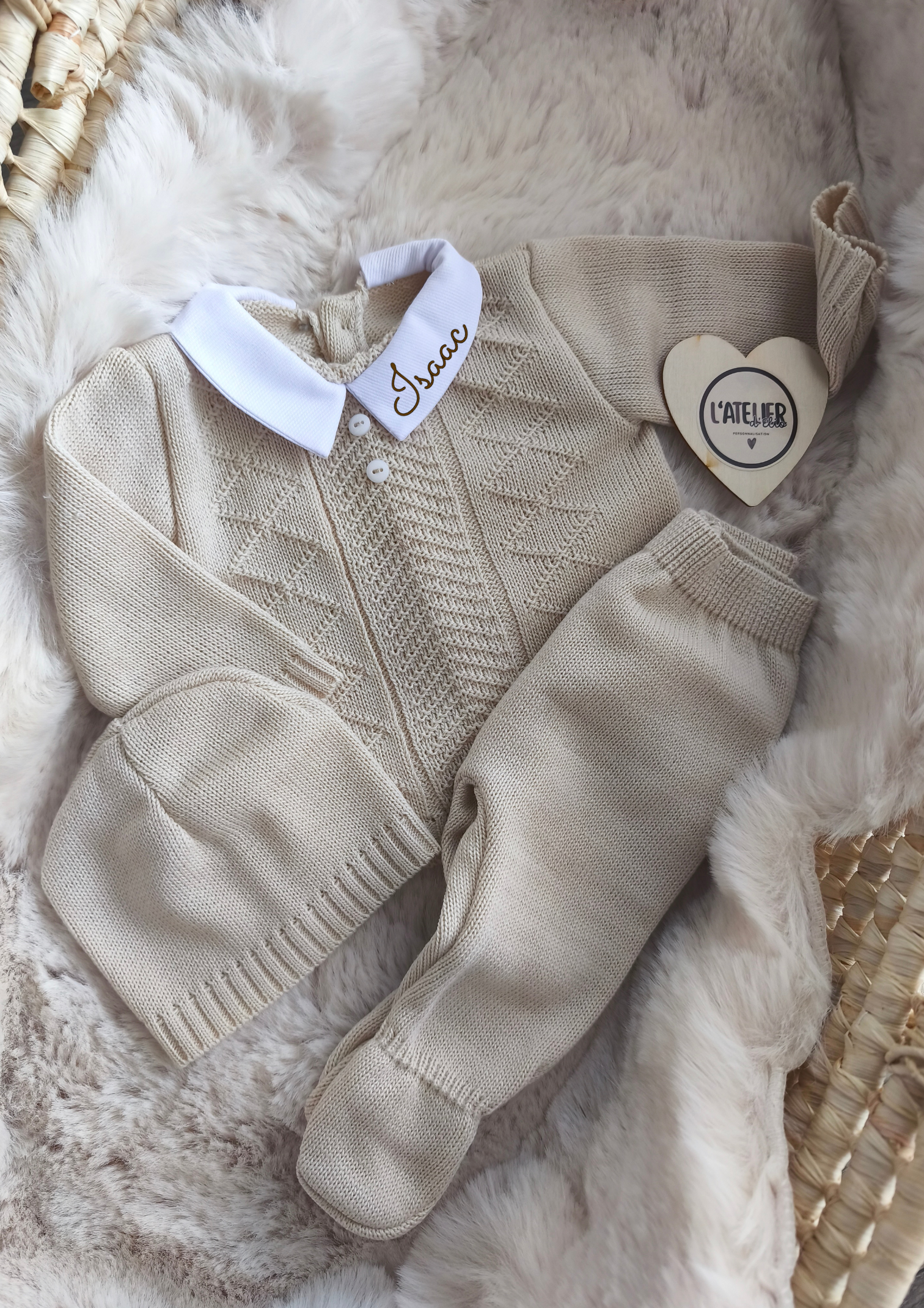 TENUE DE NAISSANCE 0/3 MOIS - Beige Col
