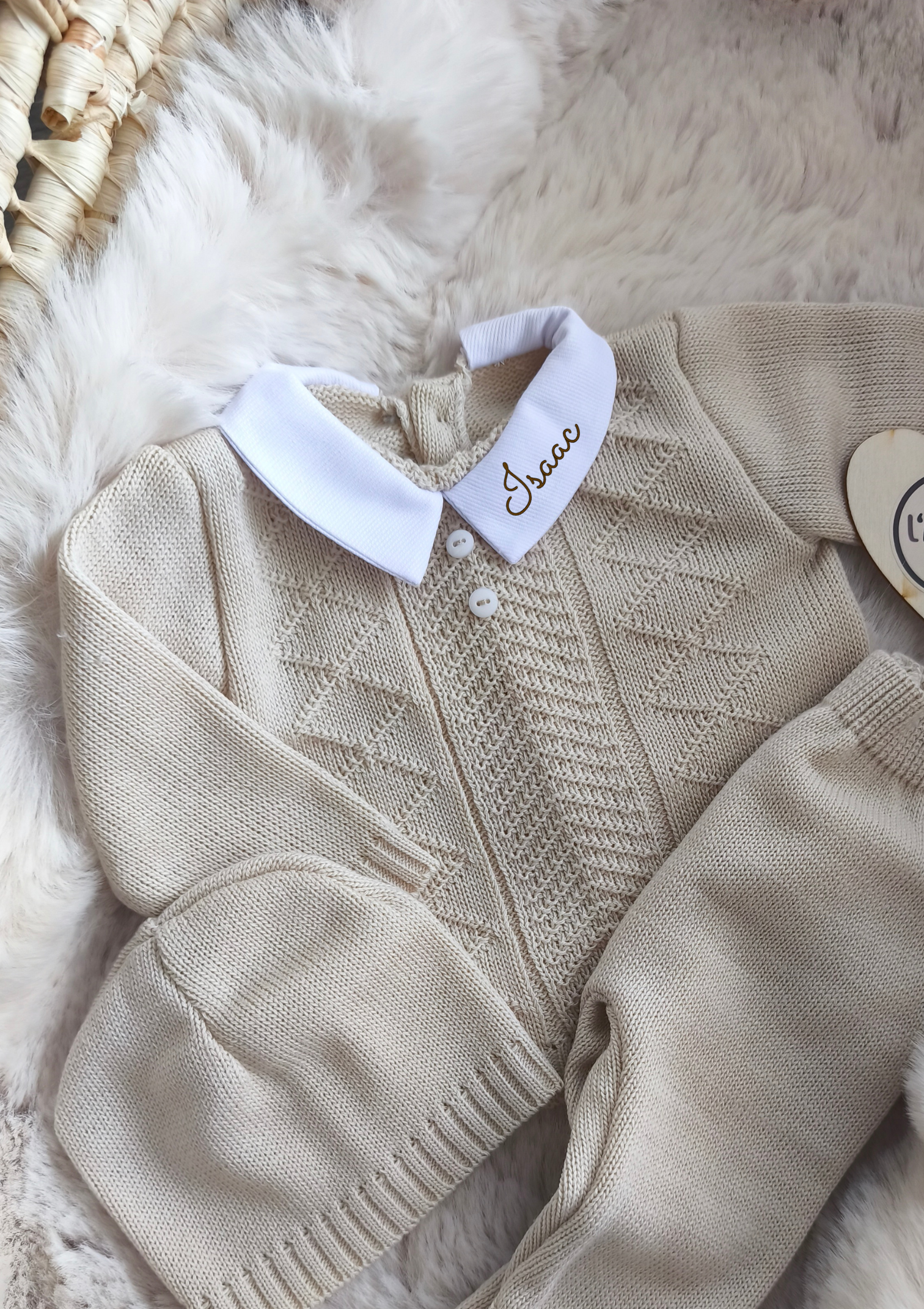 TENUE DE NAISSANCE 0/3 MOIS - Beige Col