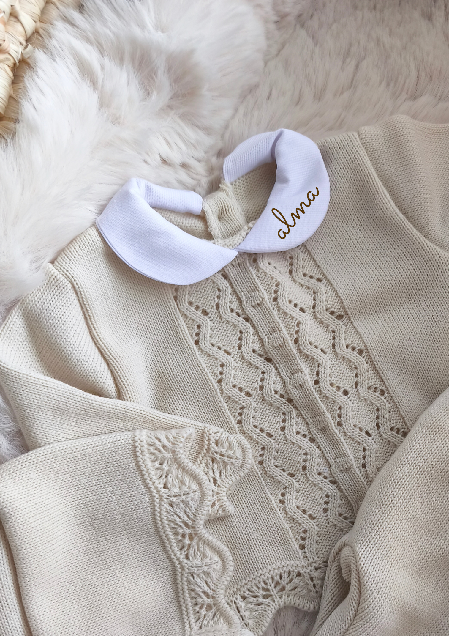 TENUE DE NAISSANCE 0/3 MOIS - Beige Dentelle