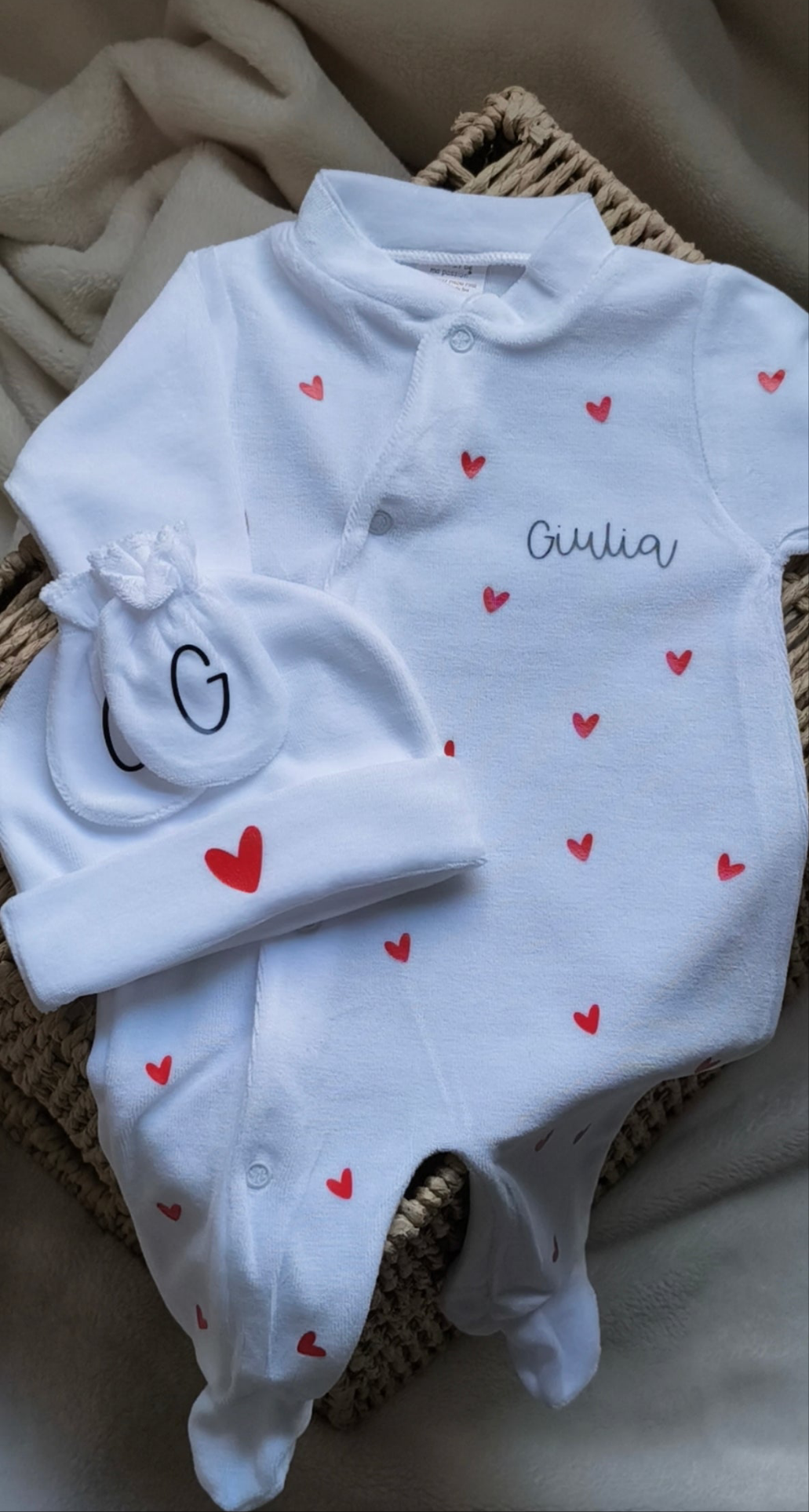 Ensemble Velours - Petits cœurs