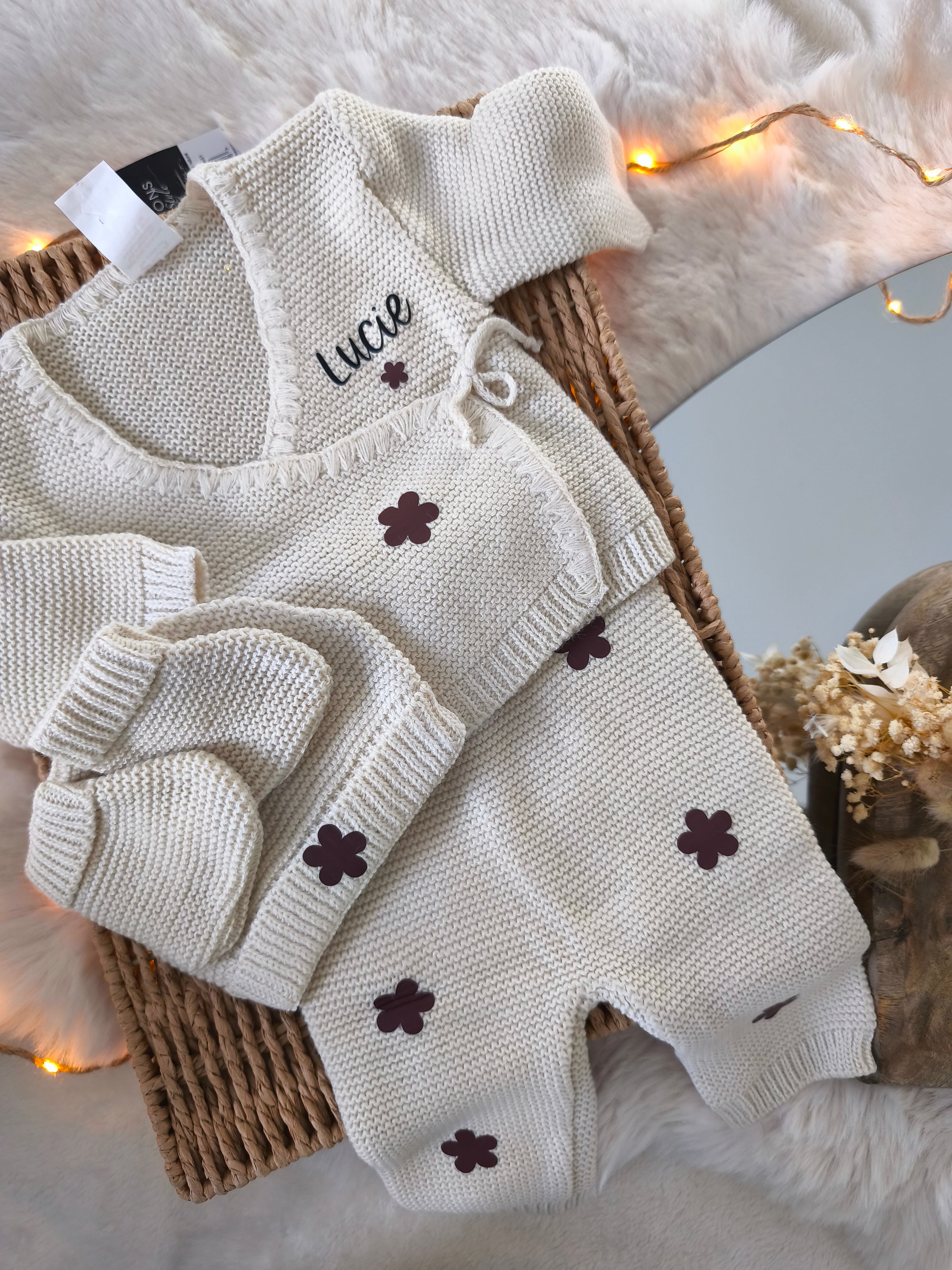 Ensemble Cache Cœur Fleurs - Personnalisable