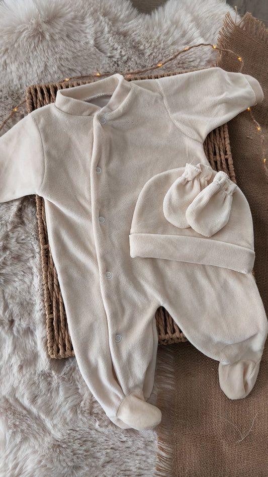 Pyjama en velours naissance - Petit cœur