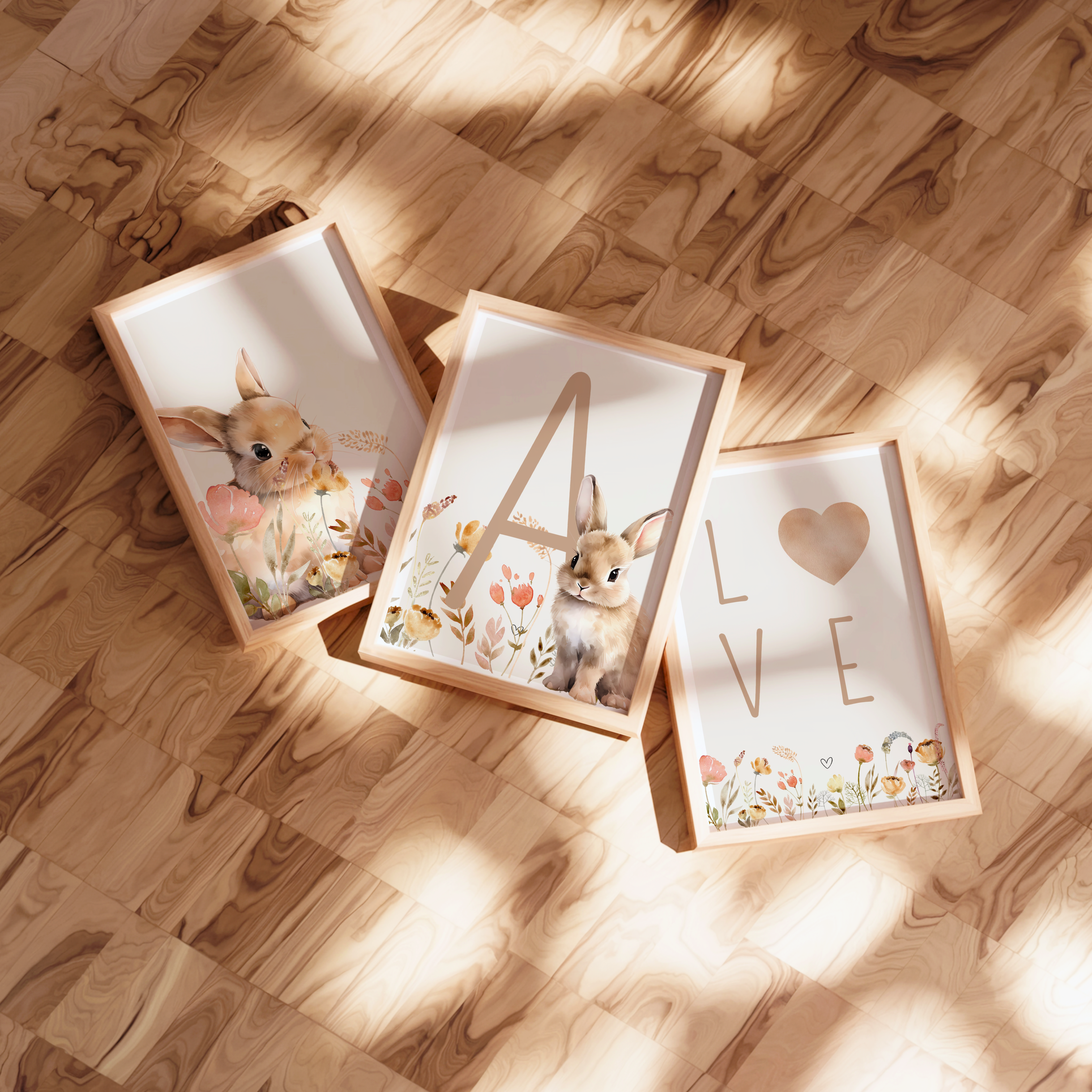 Affiches Lapin et Fleurs  - Lot de 3