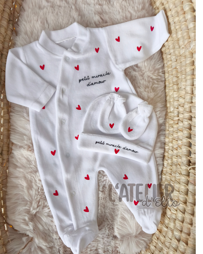 Pyjama naissance en velours - Petit miracle d'amour