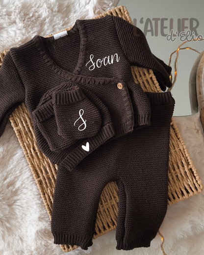 Tenue en maille - Initial sur chaussons