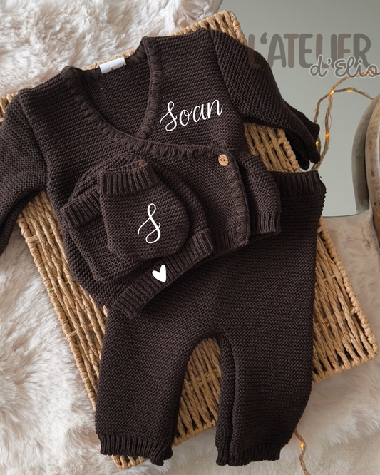 Tenue en maille - Initial sur chaussons