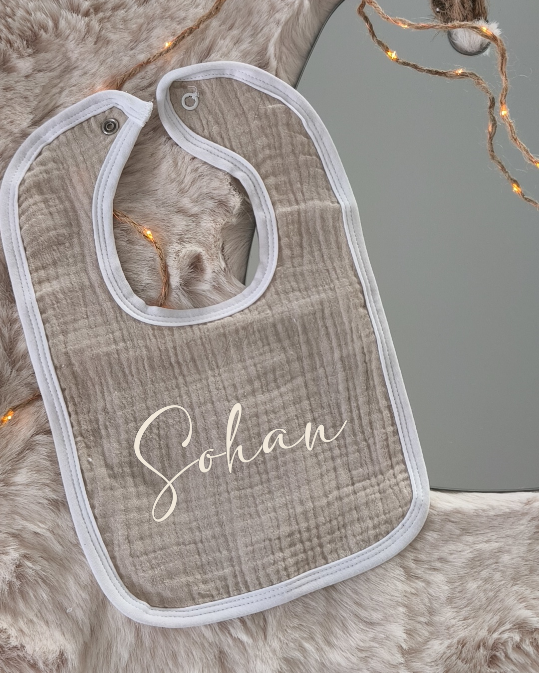 Bavoir en Gaze de Coton - Beige