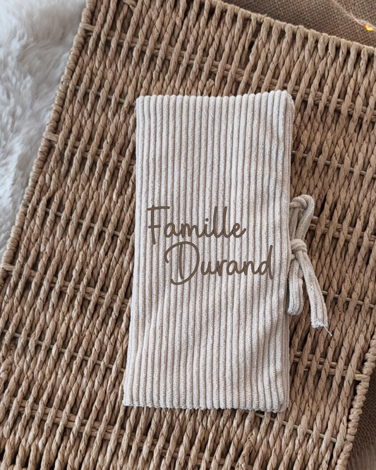 Livret de Famille - Beige velours - Nom de Famille