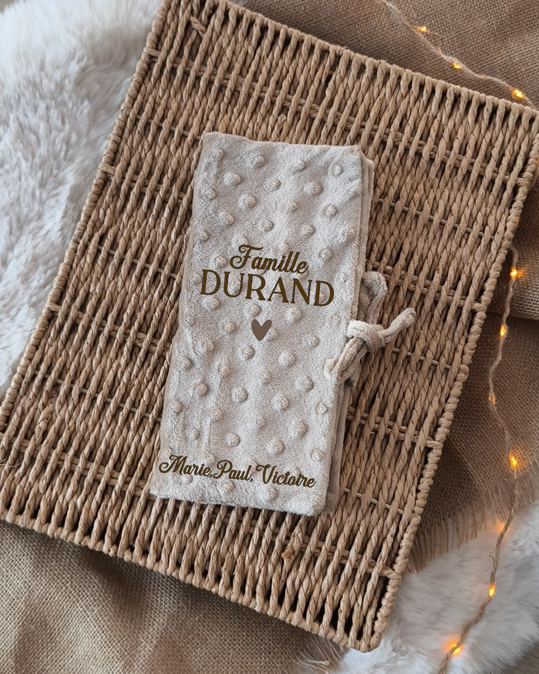 Livret de Famille - Minky Beige- Nom & Prénoms